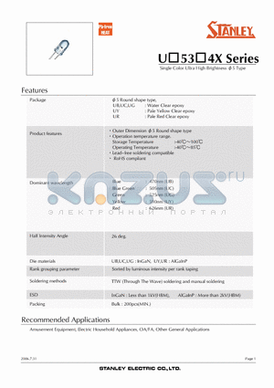 UB5304X datasheet - Single Color Ultra High Brightness v5 Type