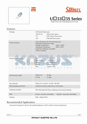 UB5305S datasheet - Single Color Ultra High Brightness v5 Type