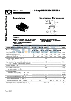 RGF1A datasheet - 1.0 Amp MEGARECTIFIERS