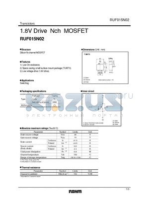 RUF015N02 datasheet - 1.8V Drive Nch MOSFET