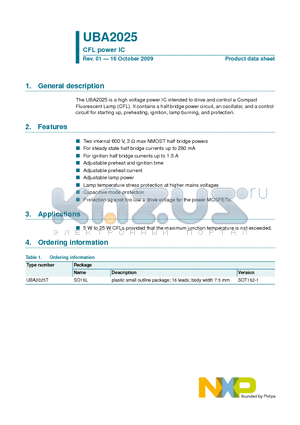 UBA2025T datasheet - CFL power IC