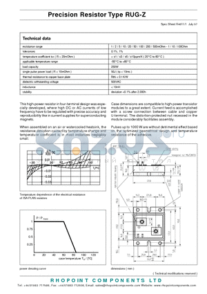 RUG-Z datasheet - Precision Resistor