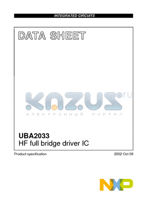 UBA2033 datasheet - HF full bridge driver IC