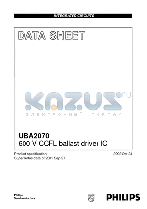 UBA2070 datasheet - 600 V CCFL ballast driver IC