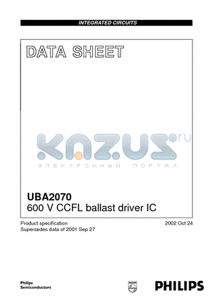 UBA2070P datasheet - 600 V CCFL ballast driver IC
