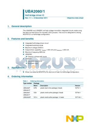 UBA2080P datasheet - Half-bridge driver IC