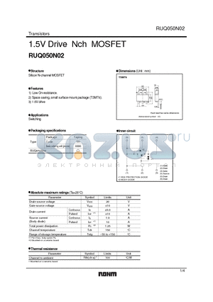 RUQ050N02 datasheet - 1.5V Drive Nch MOSFET