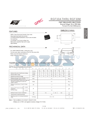 RGF30A datasheet - FAST RECOVERY RECTIFIER
