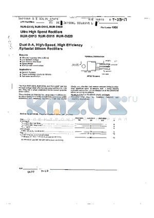 RUR-D810 datasheet - ULTRA HIGH SPEED RECTIFIERS