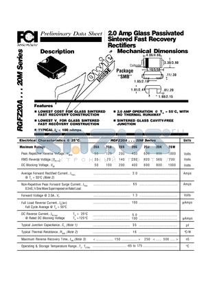 RGFZ20B datasheet - 2.0 Amp Glass Passivated Sintered Fast Recovery Rectifiers Mechanical Dimensions