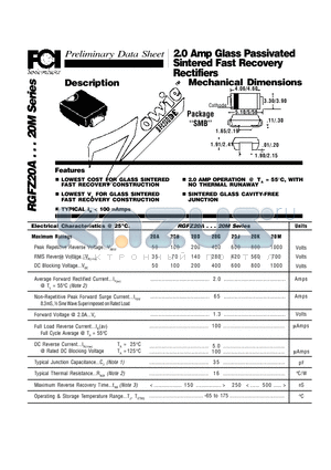 RGFZ20M datasheet - 2.0 Amp Glass Passivated Sintered Fast Recovery Rectifiers Mechanical Dimensions