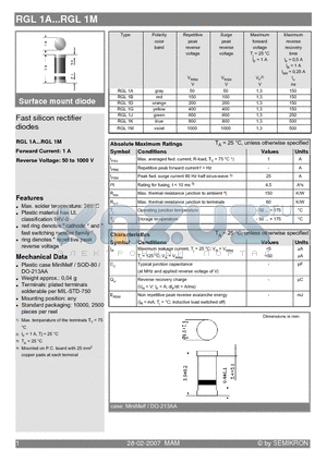 RGL1A_07 datasheet - Surface mount diode