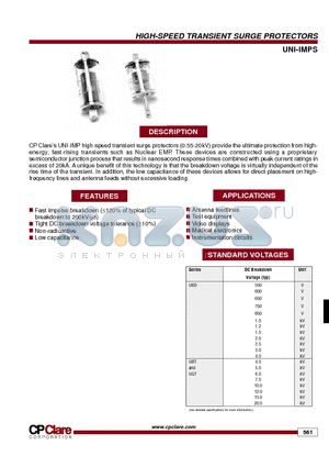 UBD1.5 datasheet - HIGH-SPEED TRANSIENT SURGE PROTECTORS