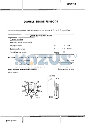 UBF89 datasheet - DOUBLE DIODE-PENTODE