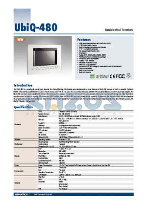 UBIQ-480 datasheet - Residential Terminal