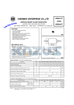 UBM34PT datasheet - SUPER FAST SILICON RECTIFIER