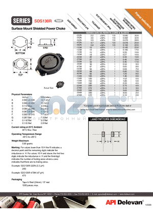 SDS130R-334M datasheet - Surface Mount Shielded Power Choke