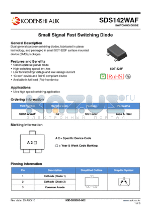 SDS142WAF datasheet - Small Signal Fast Switching Diode