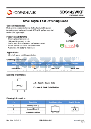 SDS142WKF datasheet - Small Signal Fast Switching Diode