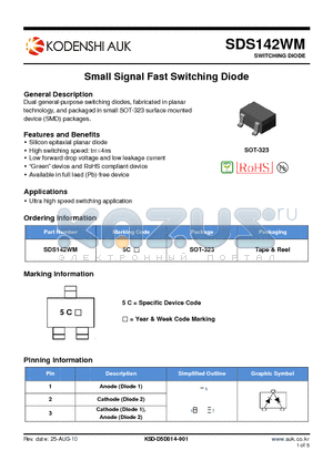 SDS142WM datasheet - Small Signal Fast Switching Diode