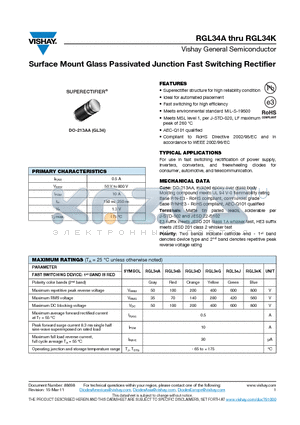 RGL34G datasheet - Surface Mount Glass Passivated Junction Fast Switching Rectifier