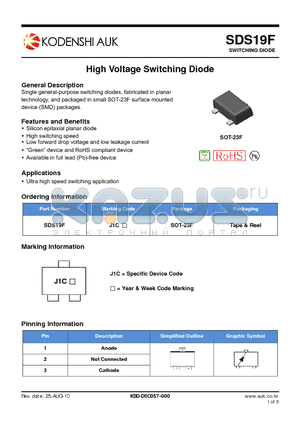 SDS19F datasheet - High Voltage Switching Diode