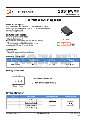 SDS19WMF datasheet - High Voltage Switching Diode