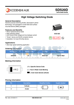 SDS20D datasheet - High Voltage Switching Diode