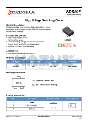SDS20F datasheet - High Voltage Switching Diode