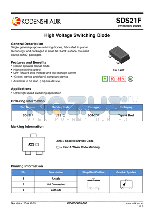 SDS21F datasheet - High Voltage Switching Diode