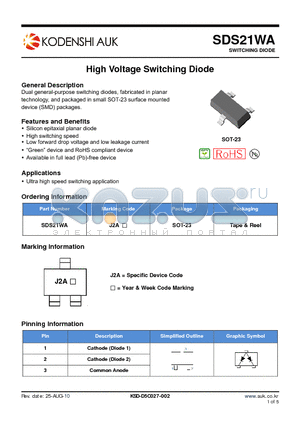 SDS21WA datasheet - High Voltage Switching Diode
