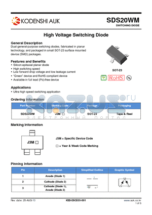 SDS20WM datasheet - High Voltage Switching Diode