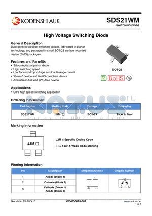 SDS21WM datasheet - High Voltage Switching Diode