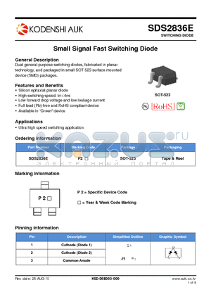 SDS2836E datasheet - Small Signal Fast Switching Diode