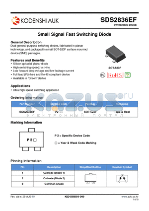 SDS2836EF datasheet - Small Signal Fast Switching Diode