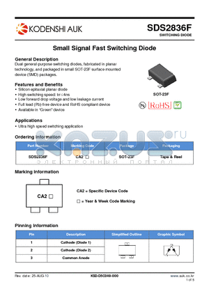 SDS2836F datasheet - Small Signal Fast Switching Diode