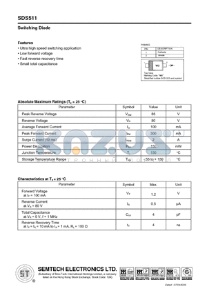 SDS511 datasheet - Switching Diode