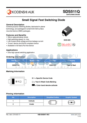 SDS511Q datasheet - Small Signal Fast Switching Diode