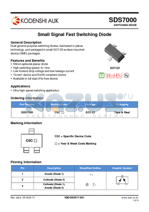 SDS7000 datasheet - Small Signal Fast Switching Diode