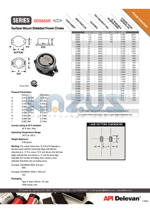 SDS850R-124M datasheet - Surface Mount Shielded Power Choke