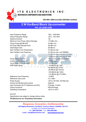 UC-2930-3358 datasheet - 2 W Ka-Band Block Up-converter