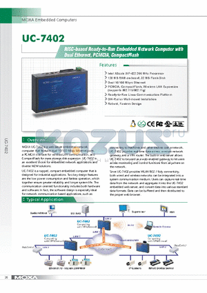 UC-7402-LX datasheet - RISC-based Ready-to-Run Embedded Network Computer with Dual Ethernet, PCMCIA, CompactFlash