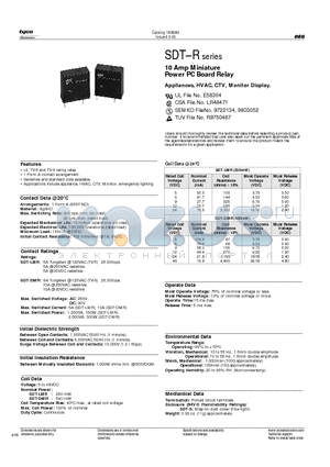 SDT-S-148LMR datasheet - 10 Amp Miniature Power PC Board Relay