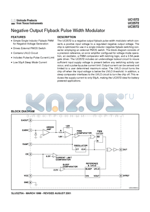 UC1572 datasheet - Negative Output Flyback Pulse Width Modulator