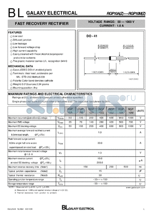 RGP10M datasheet - FAST RECOVERY RECTIFIER