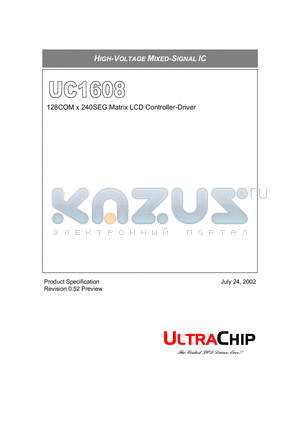 UC1608 datasheet - 128COM x 240SEG Matrix LCD Controller-Driver