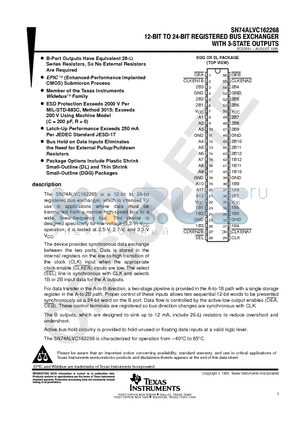 SN74ALVC162268DL datasheet - 12-BIT TO 24-BIT REGISTERED BUS EXCHANGER WITH 3-STATE OUTPUTS