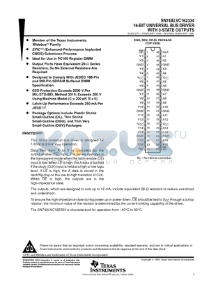 SN74ALVC162334DGV datasheet - 16-BIT UNIVERSAL BUS DRIVER WITH 3-STATE OUTPUTS