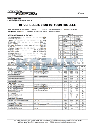 UC1625L datasheet - BRUSHLESS DC MOTOR CONTROLLER