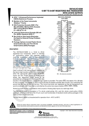 SN74ALVC16269 datasheet - 12-BIT TO 24-BIT REGISTERED BUS TRANSCEIVER WITH 3-STATE OUTPUTS